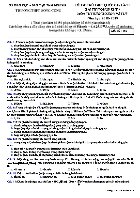 Đề thi thử THPT Quốc gia môn Vật lý lần 1 - Mã đề 132 - Năm học 2018-2019 - Trường THPT Sông Công